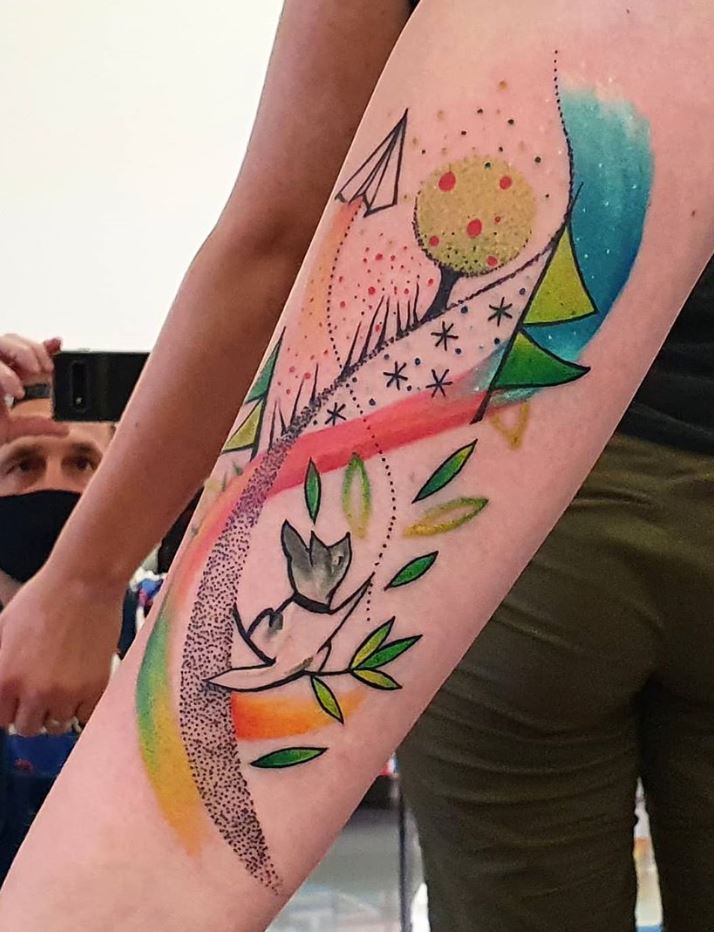 Colorful Forest Tattoo
