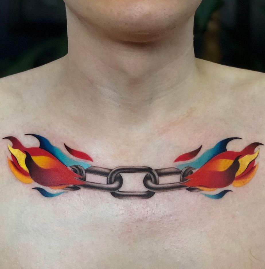 Burning Chain Tattoo