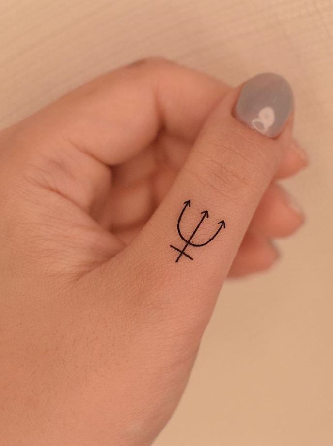 Tiny Trident Tattoo