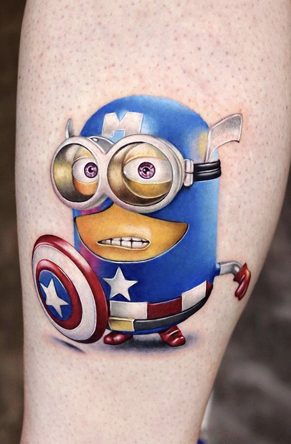 Minions Captain America Tattoo