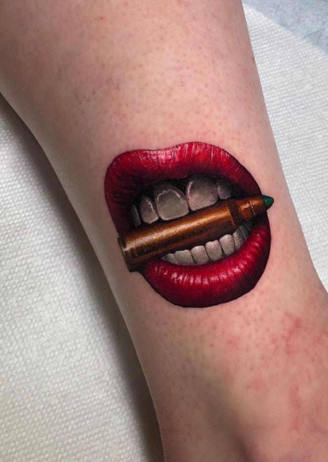 Bullet Lips Tattoo