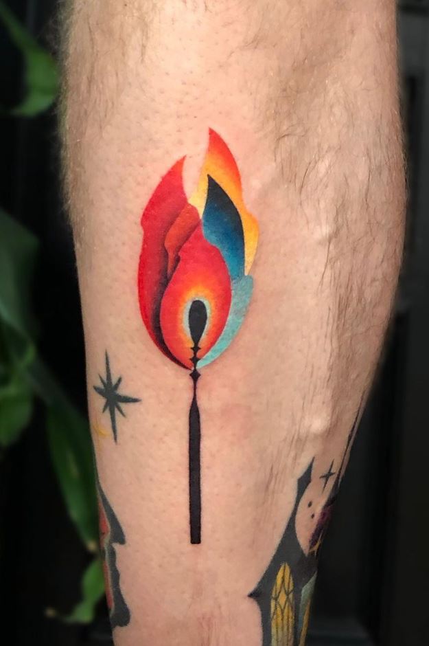 Burning Matchstick Tattoo