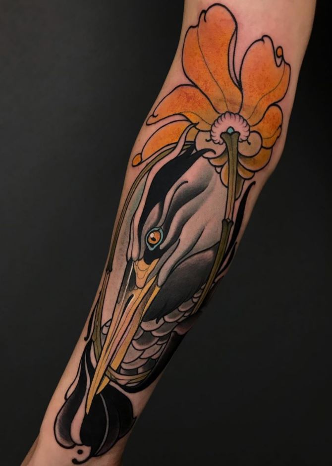 Grey Heron Tattoo